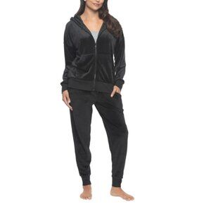 NWT Felina Women's Black Velour Track Suit Hoodie and Pant Set Size XL